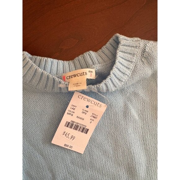 J. Crew Crewcuts NWT Blue Ruffled Shoulder Sweater Size 2 Toddler Spring Easte - Picture 4 of 7